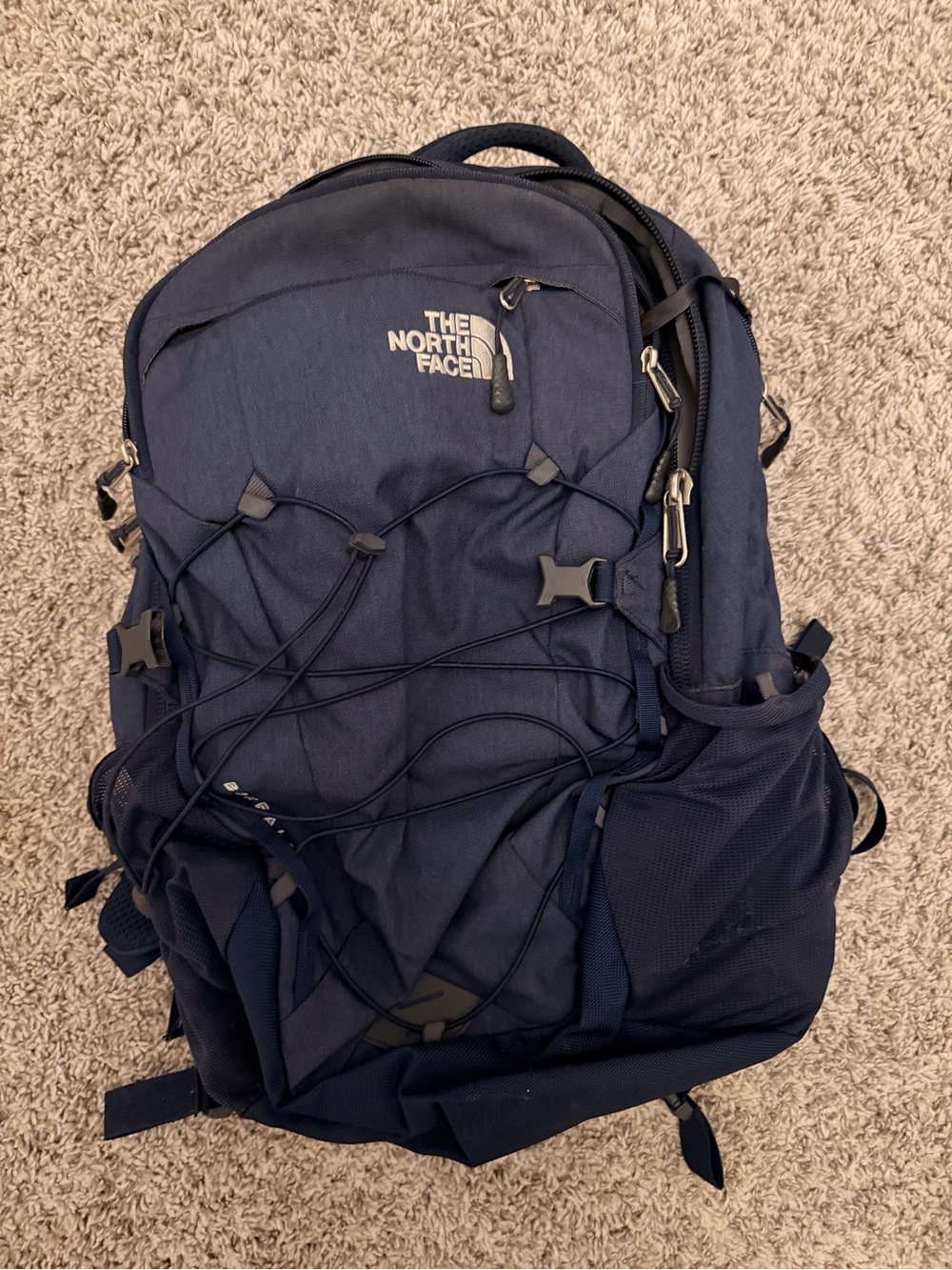 The North Face Navy Blue Men’s Backpack with Exterior Bungee